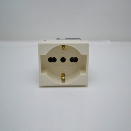 Socket Unel Bipasso 2P+T10/16A Blanc