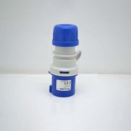 Enchufe recto 2P + T 16A Ip44 220V Azul Elettrocanali
