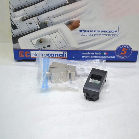 Rj45 Cat 5E Socket Blanc / Noir Écran Elettrocanali